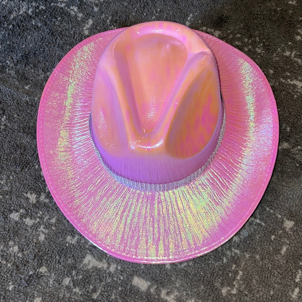 Iridescent Pink Rhinestone Cowgirl Hat 🤠
